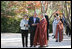 President George W. Bush and Laura Bush are welcomed to Bulguksa Temple by Juji Sunim, the chief monk, during their visit Thursday, Nov. 17, 2005, to Gyeongju, Korea.