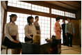 Mrs. Laura Bush participates in the Tea Ceremony Classroom at Doshisha Girls Junior High School and Senior High School during her visit Wednesday, Nov. 16, 2005, to Kyoto, Japan.