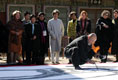 A calligrapher at the Beomeosa Temple in Busan entertains the spouses of APEC leaders Friday, Nov. 18, 2005, during the two-day summit.