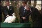 President George W. Bush participates in the annual ceremonial pardoning in the Rose Garden, on November 26, 2002. White House photo by Paul Morse.