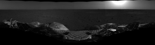 First Look at Spirit on Mars. This mosaic image taken by the navigation camera on the Mars Exploration Rover Spirit has been further processed, resulting in a significantly improved 360 degree panoramic view of the rover on the surface of Mars. Photo by NASA/JPL.