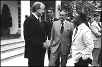 President Jimmy Carter and program founder John Gardner in the Rose Garden.