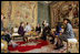 Laura Bush meets with Franca Pilla, wife of Italian President Carlo Azeglio, center left, and Betty Sembler, wife of U.S. Ambassador to Italy Mel Sembler, center right, at the Quirinale Palace in Rome, April 7, 2005.