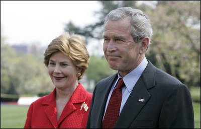 President George W. Bush addresses the press on the South Lawn Tuesday, April 19, 2005. "Laura and I offer our congratulations to Pope Benedict XVI. He's a man of great wisdom and knowledge. He's a man who serves the Lord," said the President. "We remember well his sermon at the Pope's funeral in Rome, how his words touched our hearts and the hearts of millions."