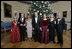 President George W. Bush and Laura Bush pose with the Kennedy Center honorees, from left to right, actress Julie Harris, actor Robert Redford, singer Tina Turner, ballet dancer Suzanne Farrell and singer Tony Bennett, Sunday, Dec. 4, 2005, during the reception in the Blue Room at the White House.