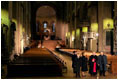 Laura Bush and Mrs. Schroeder-Koepf tour Saint Martin's Cathedral in Mainz, Germany, Feb. 23, 2005.