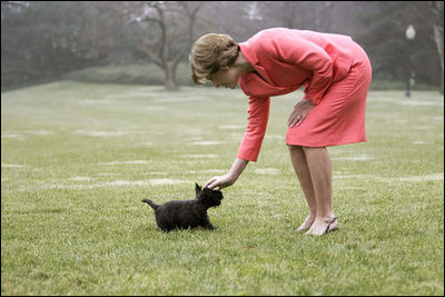 After a big first day, Miss Beazley comes to say hello to Mrs. Bush.