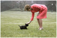 After a big first day, Miss Beazley comes to say hello to Mrs. Bush.