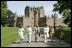 Spouses of G8 leaders leave Glamis Castle in Auchterarder, Scotland, Thursday, July 7, 2005. With Mrs. Bush are, from left: Margarida Sousa Uva of Portugal; Sheila Martin of Canada; Lyudmila Putina of Russia; Cherie Blair of England, and Doris Schroeder-Koepf of Germany.