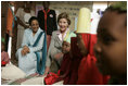 Laura Bush visits Al Rahma Madrasa Pre-School with First Lady Mrs. Shadya Karume in Zanzibar, Tanzania, Thursday, July 14, 2005.