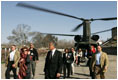 Laura Bush and U.S. Ambassador to Afghanistan Zalmay Khalilzad arrive at the Presidential Palace in Kabul, Afghanistan Wednesday, March 30, 2005.