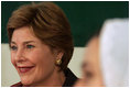 Laura Bush listens to the comments of Afghan teachers and students during a roundtable at the Women’s Teacher’s Training Institute of Kabul University in Kabul, Afghanistan, Wednesday, March 30, 2005.