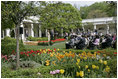 President George W. Bush and Laura Bush celebrate National Preservation Month by announcing the 2005 Preserve America Presidential Awards Winners in the Rose Garden Monday, May 2, 2005.