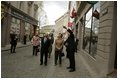 Laura Bush takes a walking tour of Riga, Latvia, Saturday, May 7, 2005.