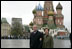 President George W. Bush and Laura Bush enter Moscow's Red Square before the start of a military parade honoring the 60th anniversary of the end of World War II Monday, May 9, 2005.