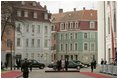 President George W. Bush and Laura Bush participate in a ceremony with Latvia's President Vaira Vike-Freiberga and her husband Imants Freibergs at Riga Castle, Riga, May 7, 2005.