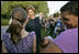 After delivering remarks, Laura Bush meets American guests at the U.S. Embassy in Amman, Jordan, Saturday, May 21, 2005.