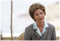 Laura Bush participates in an interview with Neda Ramahi of Jordanian television and radio at the Dead Sea in Jordan Saturday, May 21, 2005.