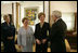 Laura Bush talks with, from left, Sheila Kurtzer, wife of U.S. Ambassador to Israel Daniel Kurtzer, Gila Katsav, wife of the Israeli president, and Israeli President Moshe Katsav at the president’s residence in Jerusalem, Sunday, May 22, 2005.