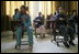 Students at the Discovery School of Swaifiyeh Secondary School in Amman, Jordan, participate in a classroom lesson during Laura Bush's visit to the school Sunday, May 22, 2005.