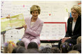 Laura Bush is joined by U.S. Education Secretary Margaret Spellings, right, as she reads a book to first graders at Lovejoy Elementary School in Des Moines, Iowa, Thursday, September 8, 2005.