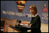 Laura Bush addresses the Organization of African First Ladies Against HIV/AIDS in New York Thursday, Sept. 15, 2005. "I want you to know how encouraged I am by your strategy to reach out to adults, to appeal to the conscience of adults, to make sure they can protect children, and that everyone is united, all adults worldwide, united to protect children from HIV/AIDS, and from any other risky behavior that we want children to avoid," said Mrs. Bush in her remarks.