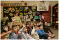 Mrs. Laura Bush sits with Mrs. Jessica Maes's second grade class at Bel Air Elementary School in Albuquerque, N.M., Monday, April 3, 2006, during a lesson called Protecting You/Protecting Me, to teach the prevention of substance and alcohol abuse. Protecting You/Protecting Me is a curriculum developed and supported by Mothers Against Drunk Driving, for children in grades 1-5, focusing on the effects of alcohol on the developing brain during the first 21 years of life.