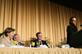 President George W. Bush, Laura Bush and Sen. Mark Pryor (D-Ark.) break out in laughter as Bono speaks during the National Prayer Breakfast Thursday morning at the Hilton Washington Hotel.