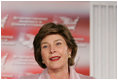 Mrs. Laura Bush addresses an audience Friday, Feb. 3, 2006 in Rio Rancho, New Mexico, reminding people of the proclamation signed by President George W. Bush earlier in the day making February American Heart Month, and encouraging Americans to remember that heart disease is the number one killer and to take efforts through healthy eating, exercise and regular check-ups to prevent heart disease.