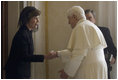 Mrs. Laura Bush meets in a private audience with Pope Benedict XVI, Thursday, Feb. 9, 2006 at The Vatican.