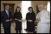 Mrs. Laura Bush, daughter Barbara Bush and Francis Rooney, U.S. Ambassador to the Vatican, meet in a private audience with Pope Benedict XVI, Thursday, Feb. 9, 2006 at the Vatican.