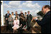 Mrs. Laura Bush, daughter, Barbara, and members of the U.S. Olympic delegation are seen at a luncheon Feb. 9, 2006 in Rome, hosted by Prime Minister Silvio Berlusconi.