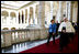 Laura Bush is guided on a tour of the Ancient Library at the University of Turin by Enrico Artifoni, Library President Saturday, Feb. 11, 2006, in Turin, Italy.