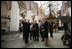 German Chancellor Angela Merkel, President George W. Bush and Laura Bush tour St. Nikolai Church in Stralsund, Germany, Thursday, July 13, 2006.