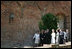 Mrs. Laura Bush is escorted on a tour outside the City of Stralsund Archives in Stralsund, Germany, Thursday, July 13, 2006, by Dr. Hans-Joachim Hacker, director of the City of Stralsund Archives.