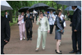 Mrs. Laura Bush participates in a tour of Peterhof Palace in St. Petersburg, Russia, Sunday, July 16, 2006.