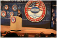 Mrs. Laura Bush addresses the Indiana Regional Conference on Helping America's Youth, Tuesday, June 6, 2006, at Indiana University-Purdue University Indianapolis, in Indianapolis, Indiana. During her remarks, Mrs. Bush emphasized the need for awareness of the challenges facing today is youth and the need for adults to care, connect and commit.