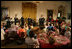 Members of the cast from the Tony award-winning musical Jersey Boys perform during a luncheon for Senate Spouses hosted by Mrs. Laura Bush in the East Room Monday, June 12, 2006.