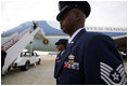 President Bush and First Lady Laura Bush board Air Force One at Andrews Air Force Base for their departure to Vienna, Austria June 20, 2006.