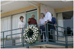 President George W. Bush, Mrs.Laura Bush and Japanese Prime Minister Junichiro Koizumi stand with Dr. Benjamin Hooks, Memphis resident and former director of the NAACP, as they tour the balcony-walkway of the Lorraine Motel in Memphis Friday, June 30, 2006, site of the 1968 assassination of civil rights leader Dr. Martin Luther King, Jr., which is now the National Civil Rights Museum.