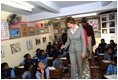 Laura Bush visits Prayas, a home for abused children in Tughlaqabad, New Delhi, India March 2, 2006.