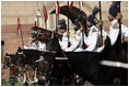 An Indian honor guard stands at attention during the arrival ceremony Thursday, March 2, 2006, at Rashtrapati Bhavan in New Delhi welcoming President George W. Bush and Laura Bush to India.