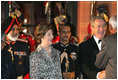 President and Mrs. Bush greet India's President A.P.J. Abdul Kalam Thursday, March 2, 2006, at a State Dinner in New Delhi.