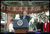 President George W. Bush, with Mrs. Laura Bush, thanks U.S. Embassy staff and family for their welcome and hospitality, Saturday, March 4, 2006 in Islamabad, Pakistan.