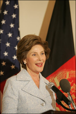 Mrs. Laura Bush delivers remarks to guests attending the Afghan Children's Initiative Benefit Dinner at the Afghanistan Embassy in Washington, DC on Thursday evening, March 16, 2006.