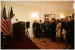 Mrs. Laura Bush delivers remarks to guests attending the Afghan Children's Initiative Benefit Dinner at the Afghanistan Embassy in Washington, DC on Thursday evening, March 16, 2006.