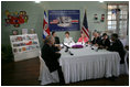 Mrs. Laura Bush participates in a roundtable discussion about education in Costa Rica during a recent trip to a school in the country's capitol city, San Jose, Monday, May 8, 2006. "As a teacher and a librarian myself, I love to visit schools around the world, and I know that you have quite a treasure in your children," said Mrs. Bush in a statement to the press. "I want to wish President Arias, the education minister, and all the teachers and children in Costa Rica the very best as everyone focuses on education to make sure every single child in Costa Rica gets a great education."