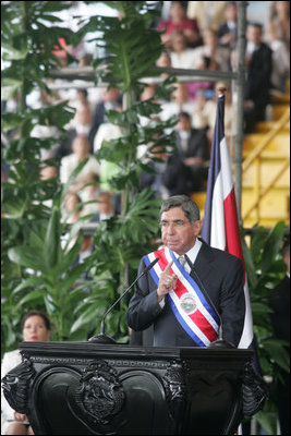 First Lady Laura Bush attends the Inauguration Ceremony for President Oscar Arias Estadio Nacional. San Jose, Costa Rica May 8, 2006.