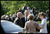 President George W. Bush and Laura Bush welcome Australian Prime Minister John Howard and Mrs. Janette Howard to the White House during the State Arrival Ceremony on the South Lawn Tuesday, May 16, 2006.