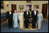 President George W. Bush, Laura Bush, Vice President Dick Cheney and Lynne Cheney stand with Australian Prime Minister John Howard and his wife Mrs. Janette Howard in the Blue Room for a photograph during the official dinner Tuesday, May 16, 2006.